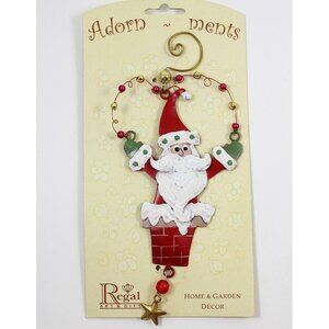 Regal Art & Gift Santa Chimney Adornment Hand Painted Metal Ornament F188 2006